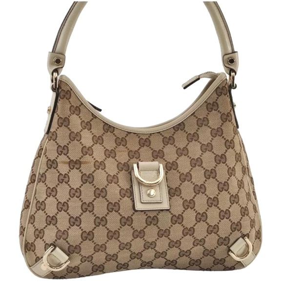 Gucci Handbags - Authenticated Gucci Web Sherry Hobo D-Ring Shoulder Bag Tote Handbag Purse